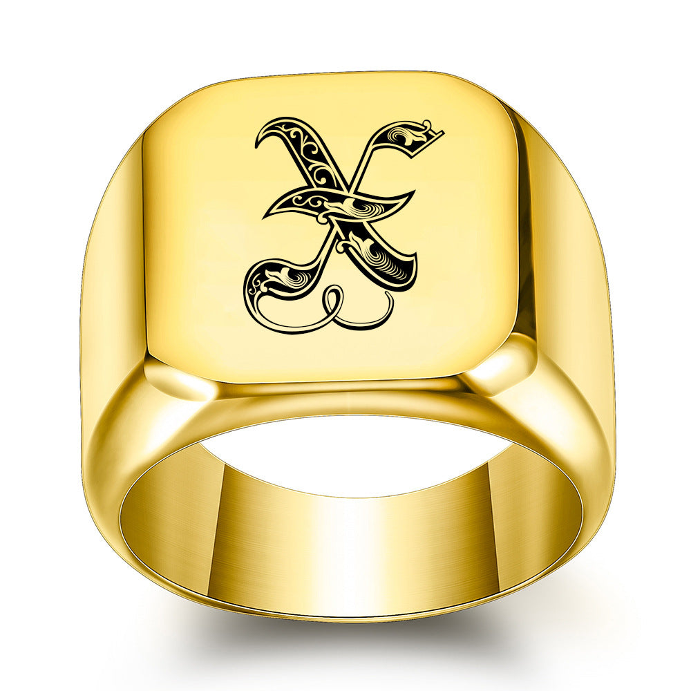 Anillo Clásico con Inicial Noble Oro