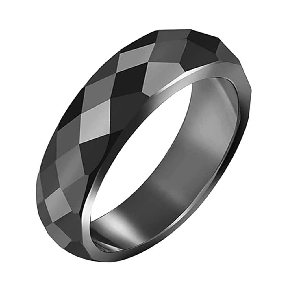 Anillo Minimalista Facetado Acabado Negro