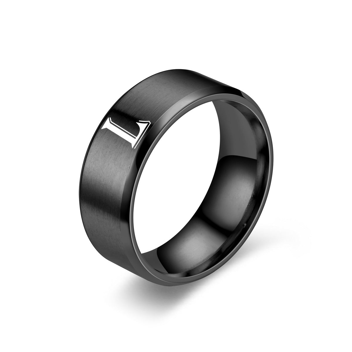 Anillo con Inicial Obsidian Acabado Negro