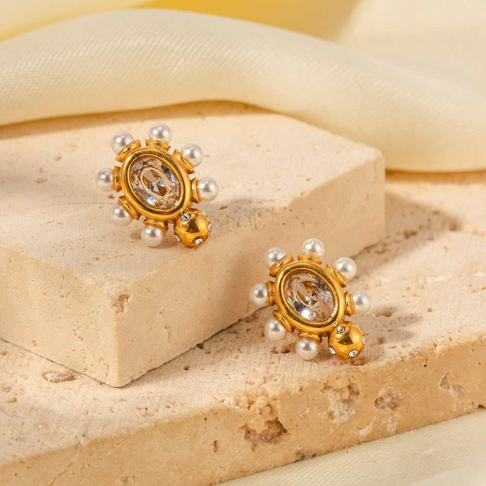 Pendientes Sofisticados Oro con Perla