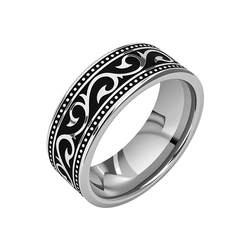 Anillo con Patrón Noir Oro Blanco