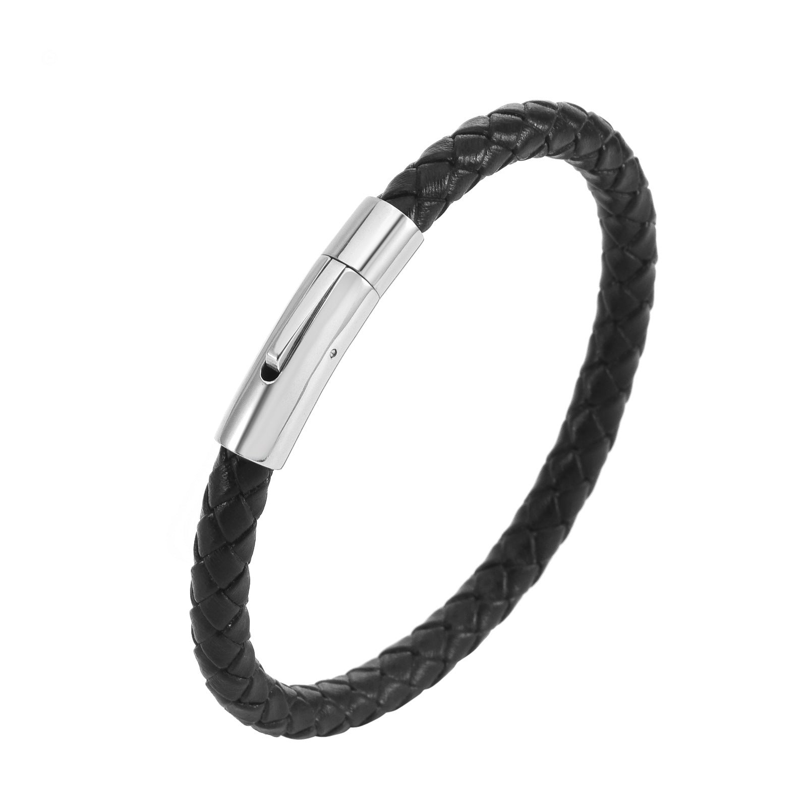 Pulsera de Cuero Trenzado Valor Oro Blanco