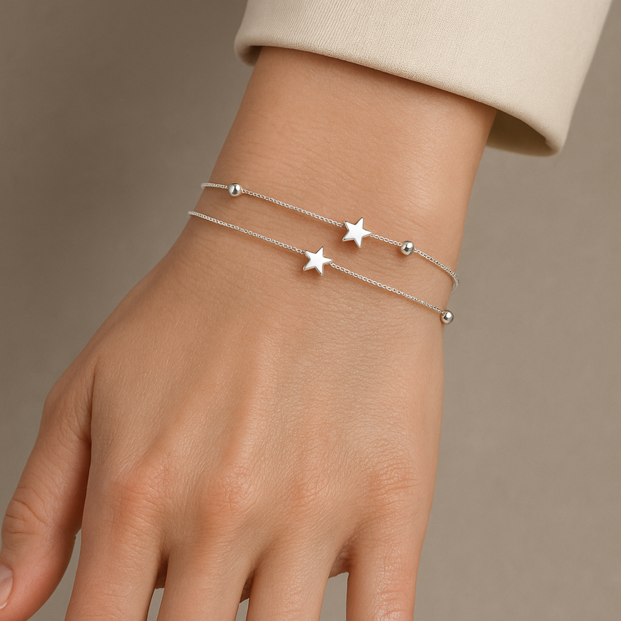 Pulsera Plata con Estrellas