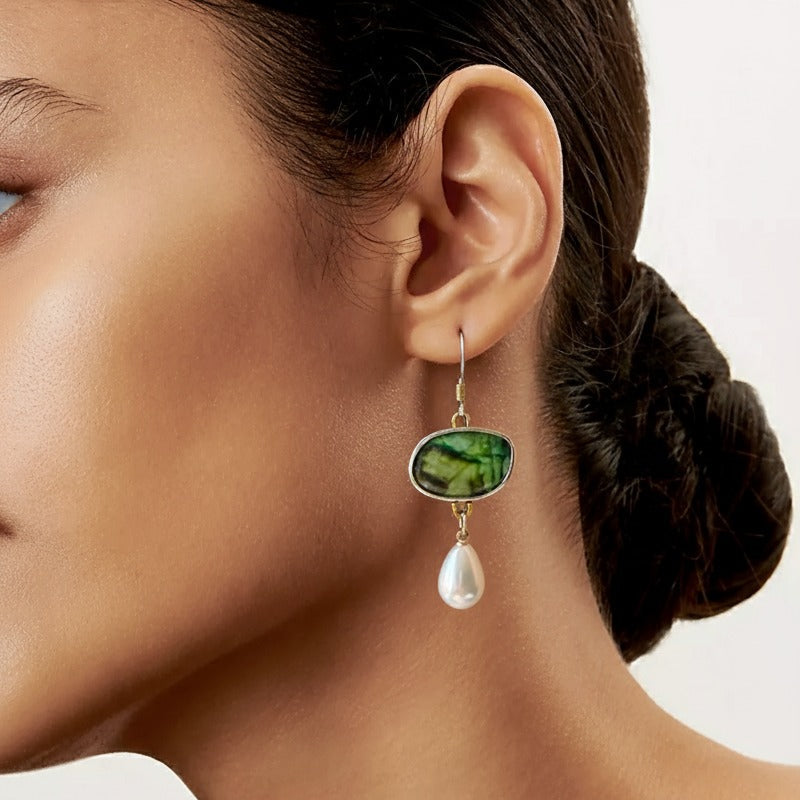 Pendientes Plata Vintage con Piedras Naturales
