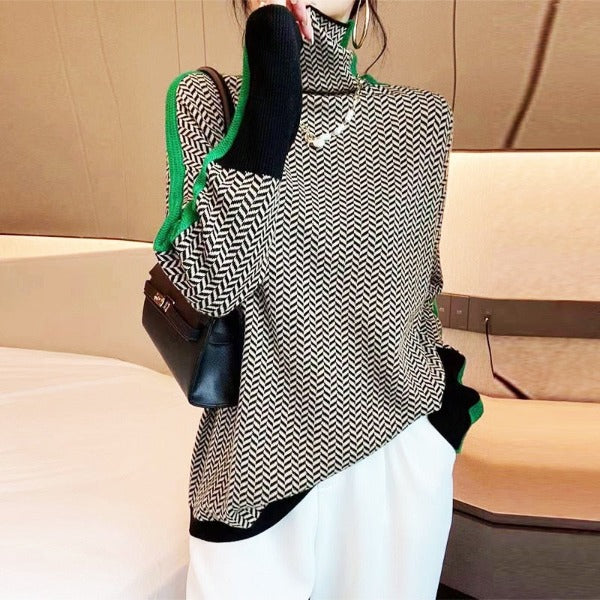 Vanessa | Turtleneck Sweater with Bold Stripes