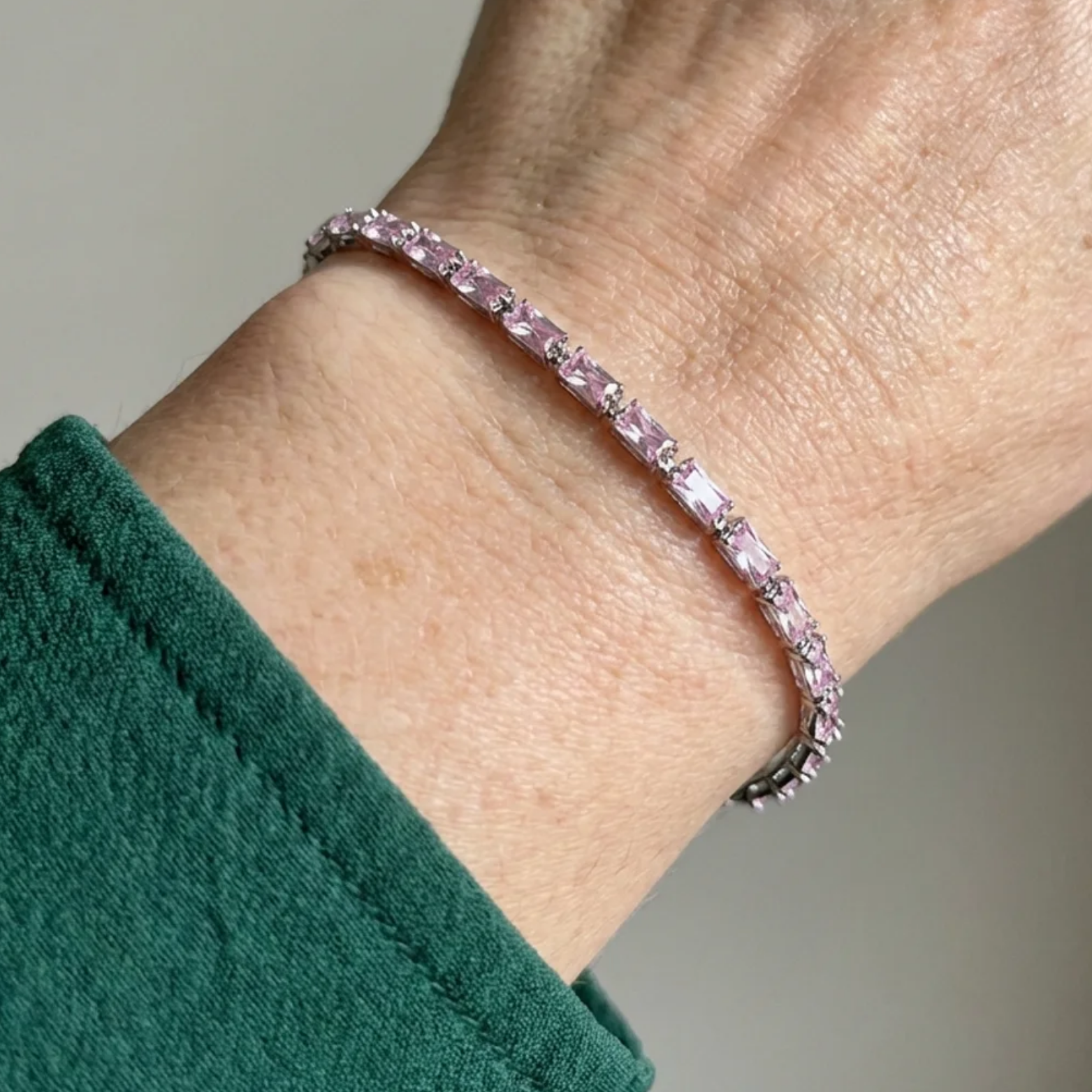 Pulsera Tenis Prisma Zafiro Rosa