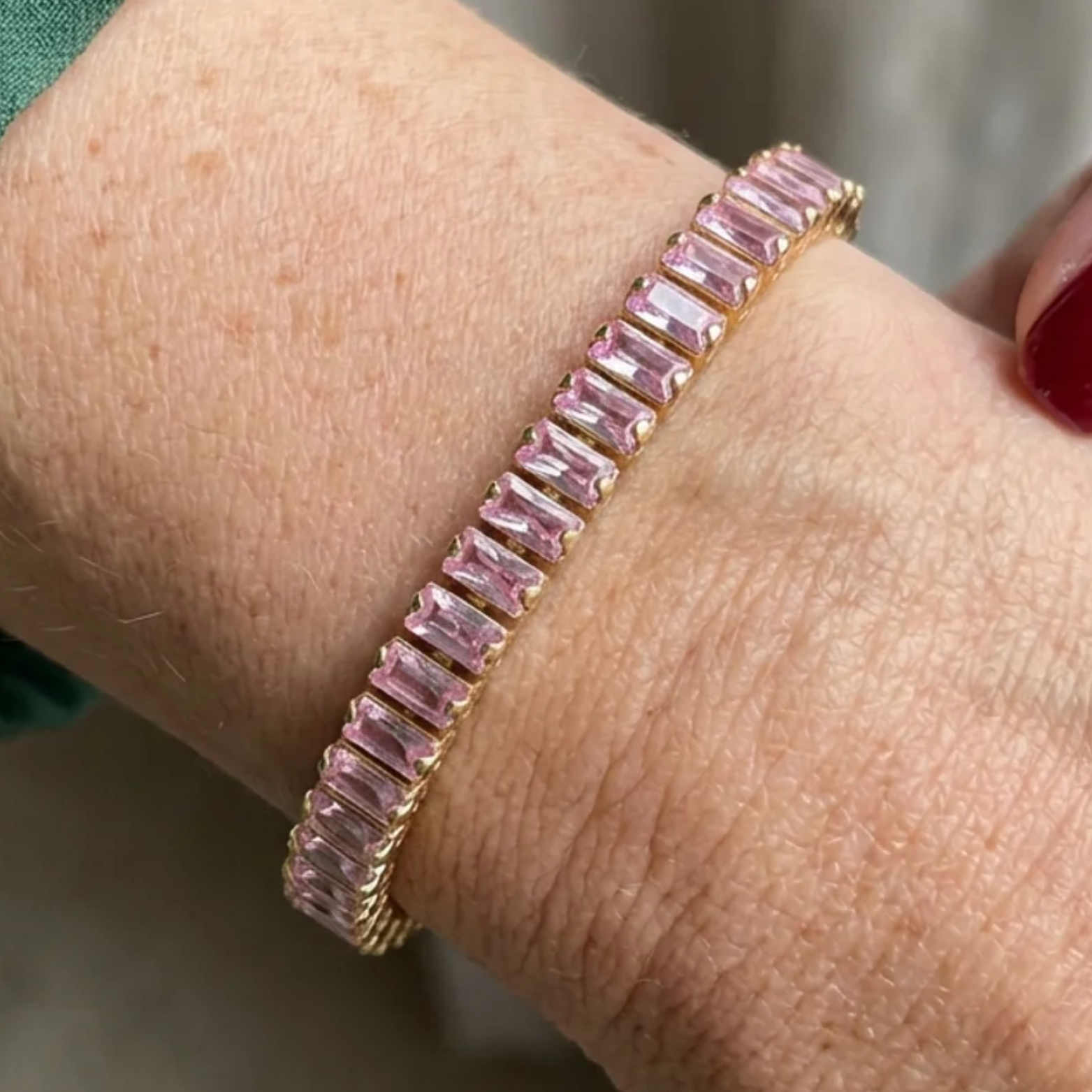 Pulsera Tenis Vertea Zafiro Rosa