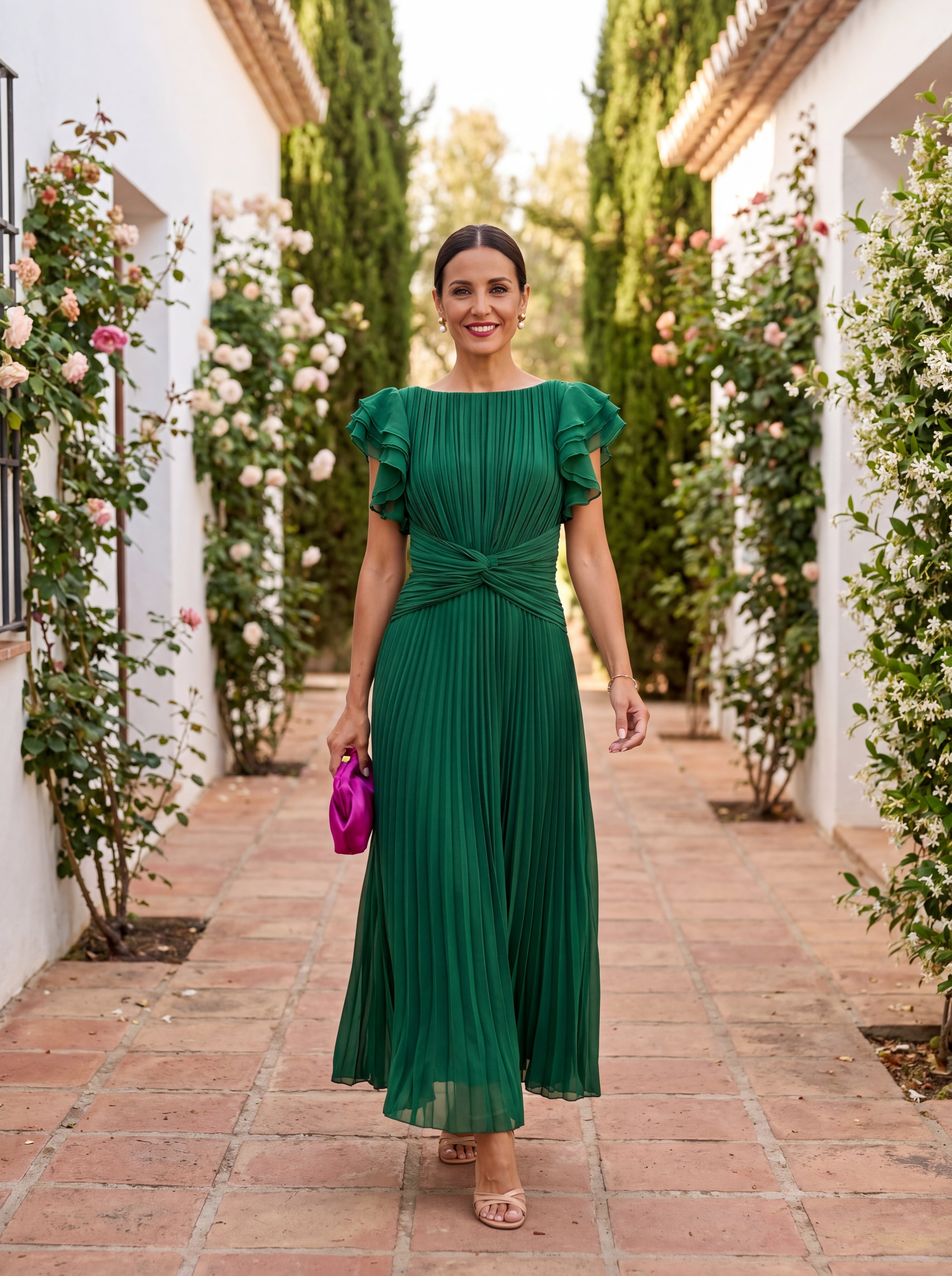 Roxane | Vestido Largo Plisado de Fiesta