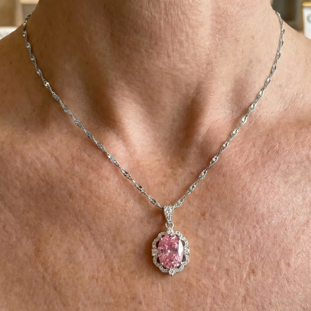 Collar Halo Ovalado Corona Rosa