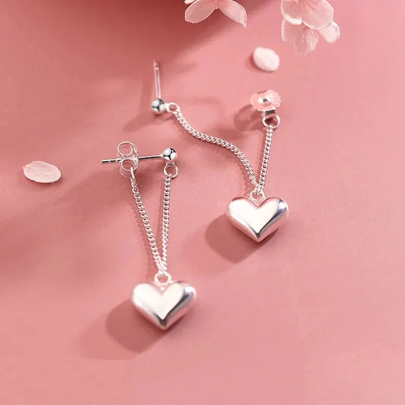 Pendientes Antiguos Corazón Geométrico Plata