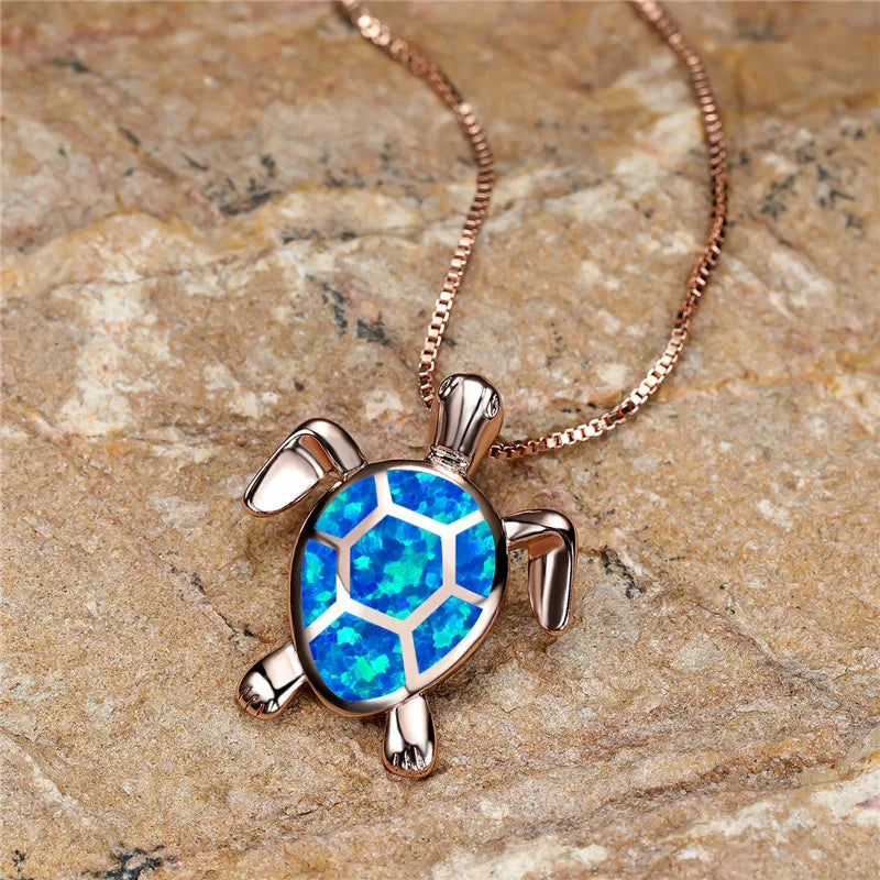 Colgante Tortuga Ópalo de Fuego Verde Vintage Oro