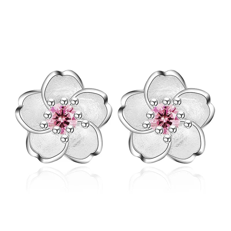 Pendientes Botón Flor con Zirconios