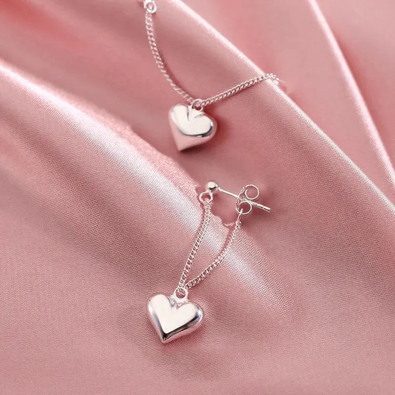 Pendientes Antiguos Corazón Geométrico Plata
