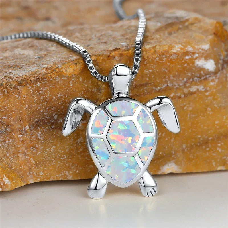 Colgante Tortuga Ópalo de Fuego Verde Vintage Oro