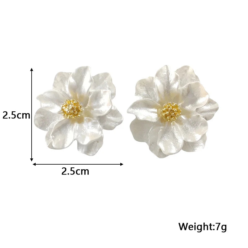 Pendientes Botón Chic Acrílico Blanco