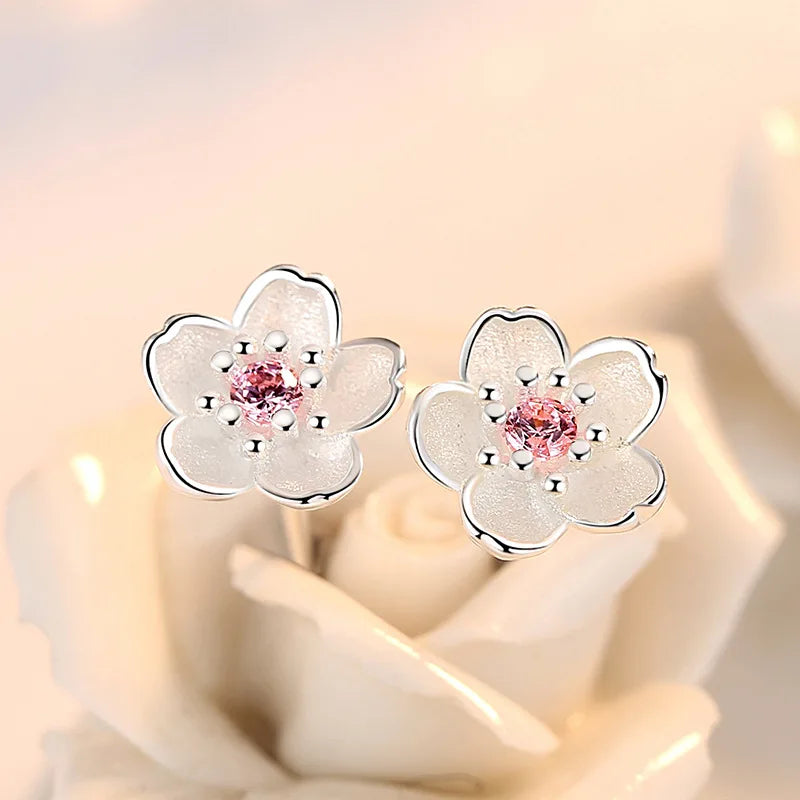 Pendientes Botón Flor con Zirconios