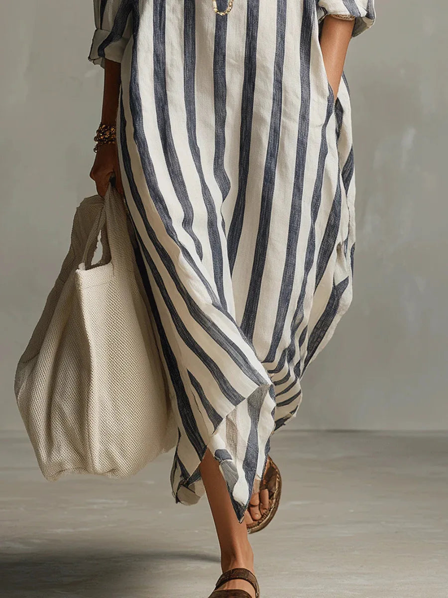 Chloé | Vestido Camisa Largo de Rayas