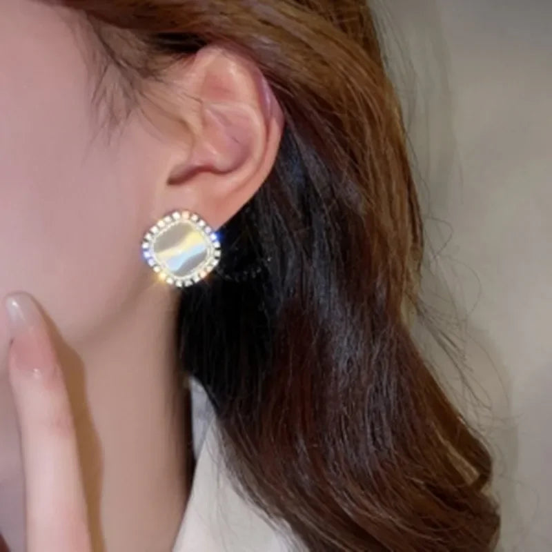Pendientes Chic Cuadrados Ópalo y Zirconios