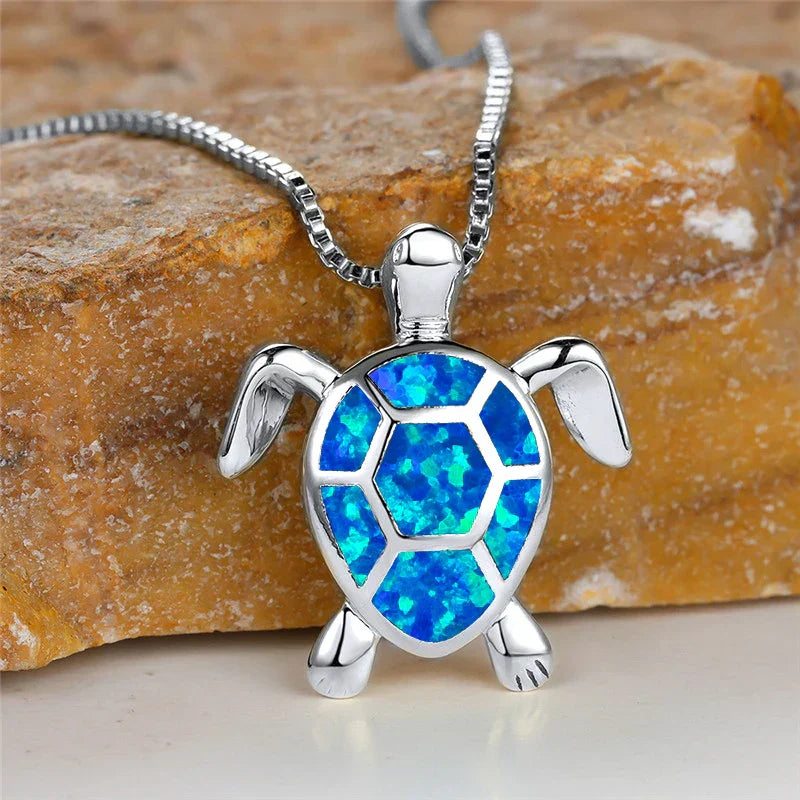 Colgante Tortuga Ópalo de Fuego Verde Vintage Oro