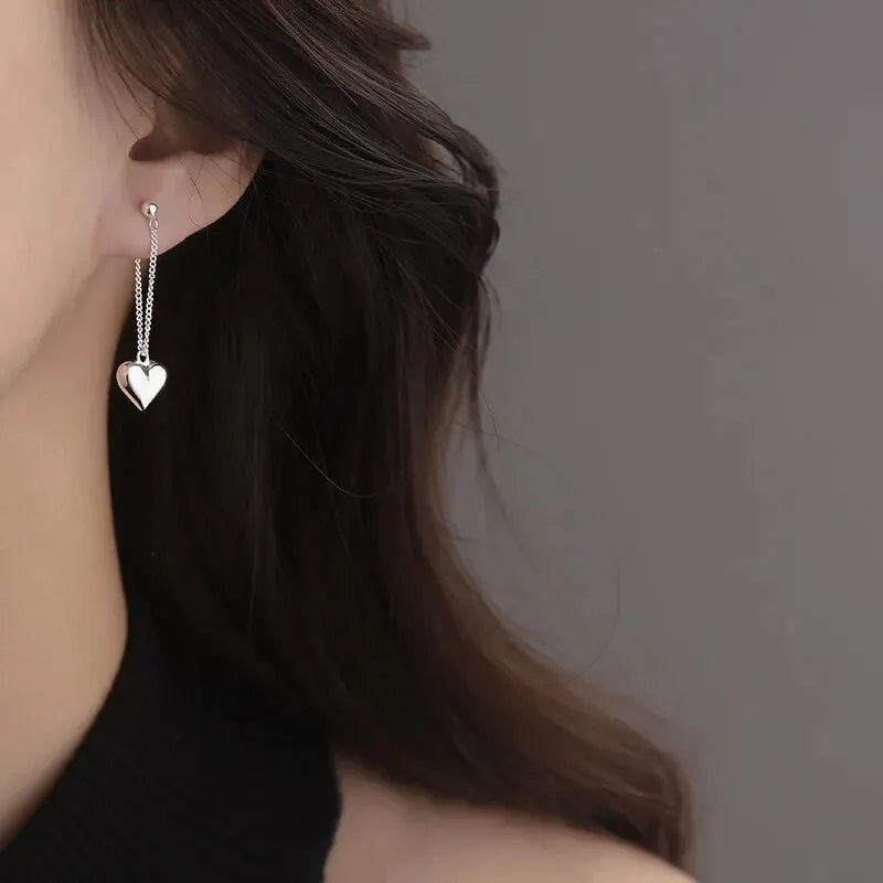 Pendientes Antiguos Corazón Geométrico Plata