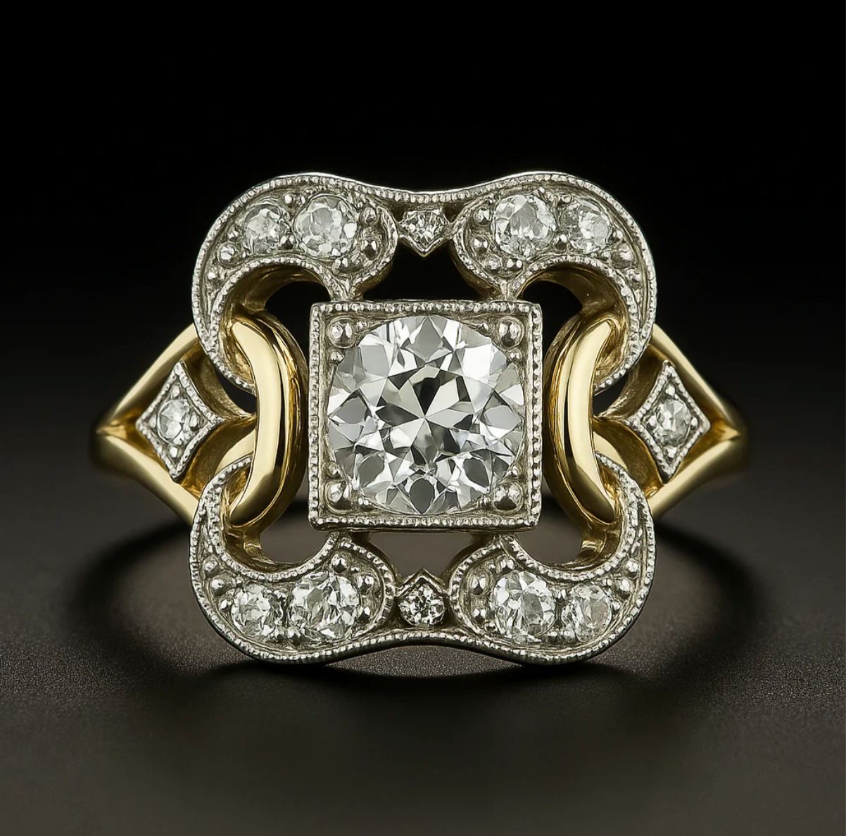 Anillo Clásico Oro con Circonia Vintage