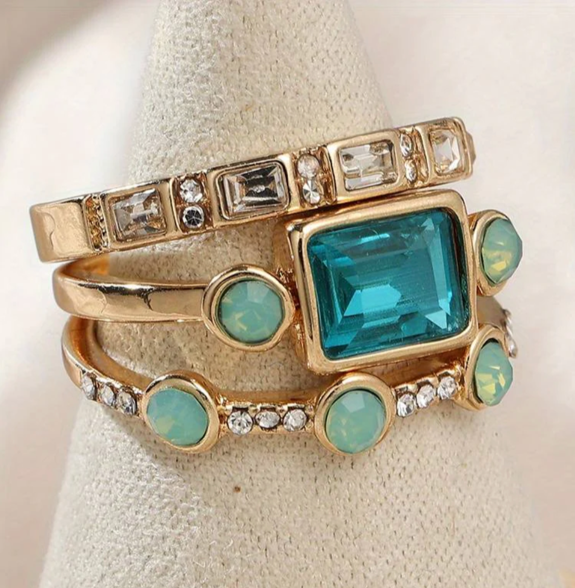 Set de Anillos Cristal Vintage Clásico