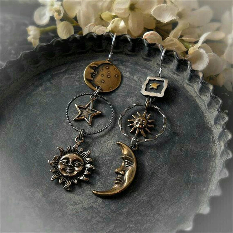 Pendientes Colgantes Sol y Luna