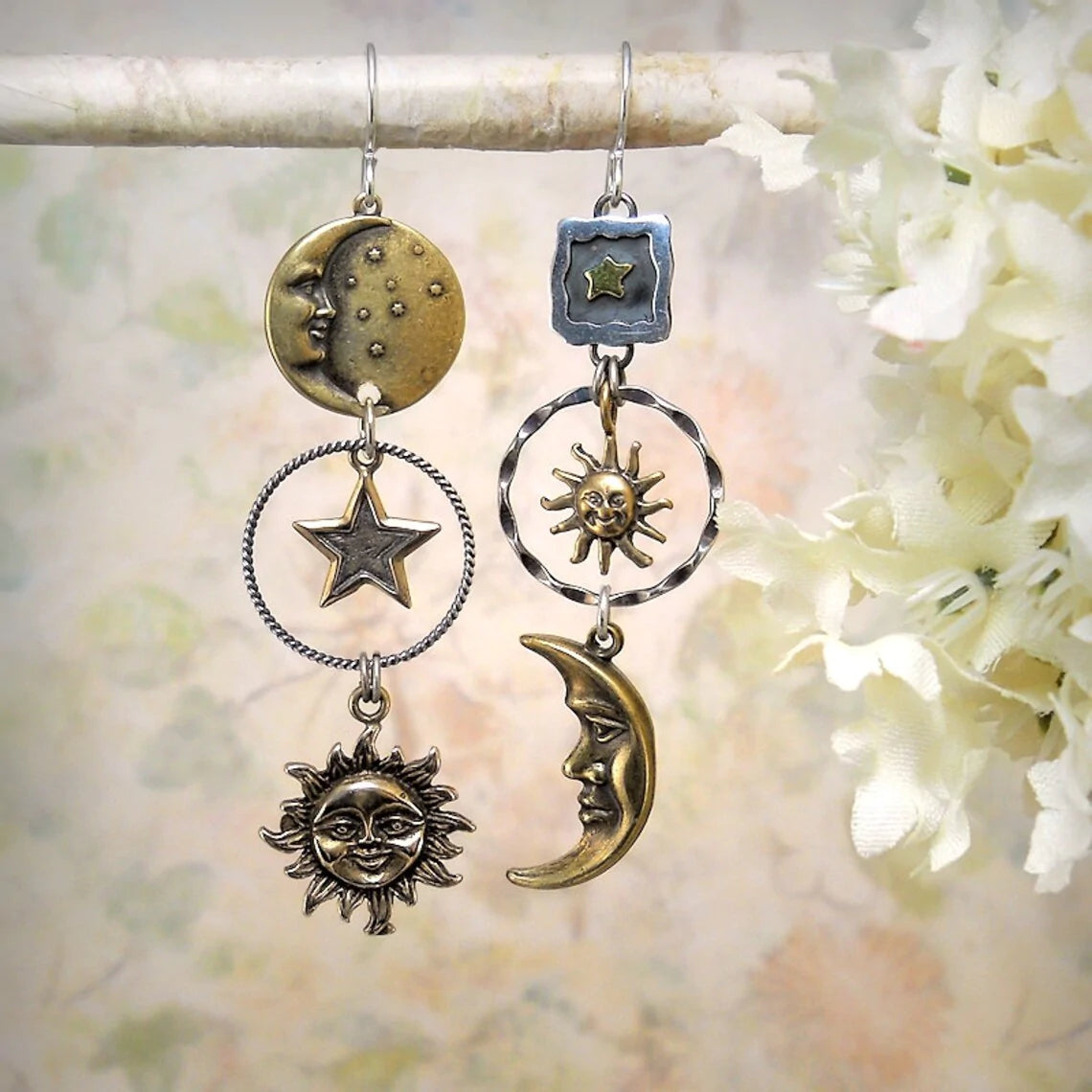 Pendientes Colgantes Sol y Luna
