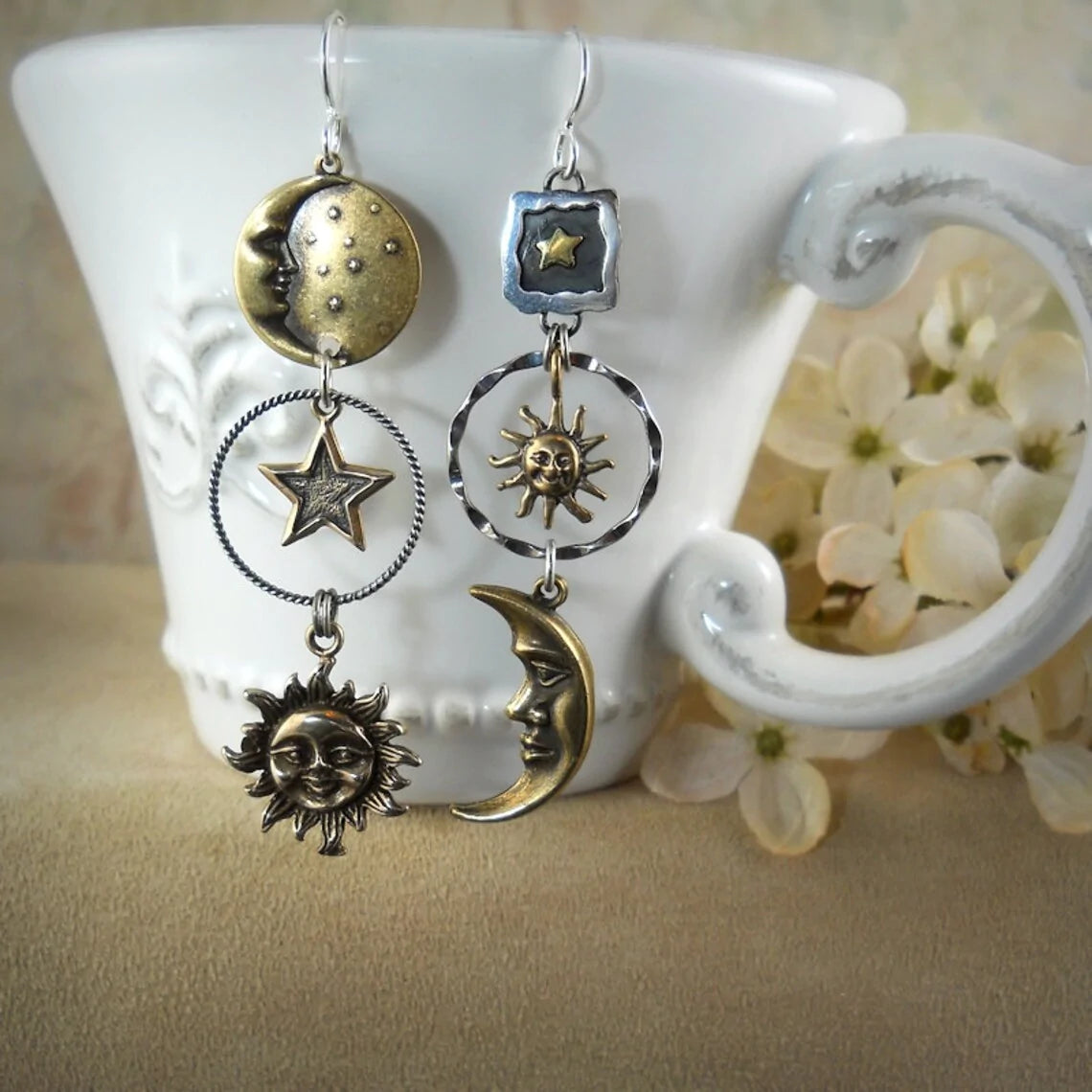 Pendientes Colgantes Sol y Luna