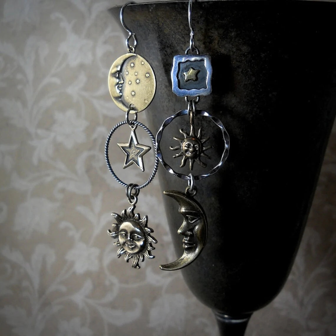 Pendientes Colgantes Sol y Luna