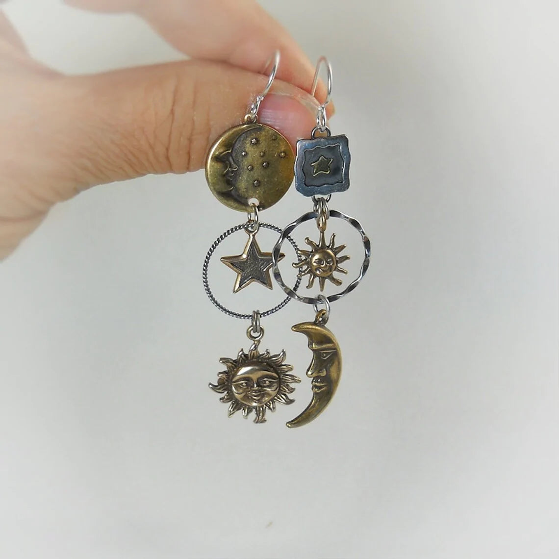 Pendientes Colgantes Sol y Luna