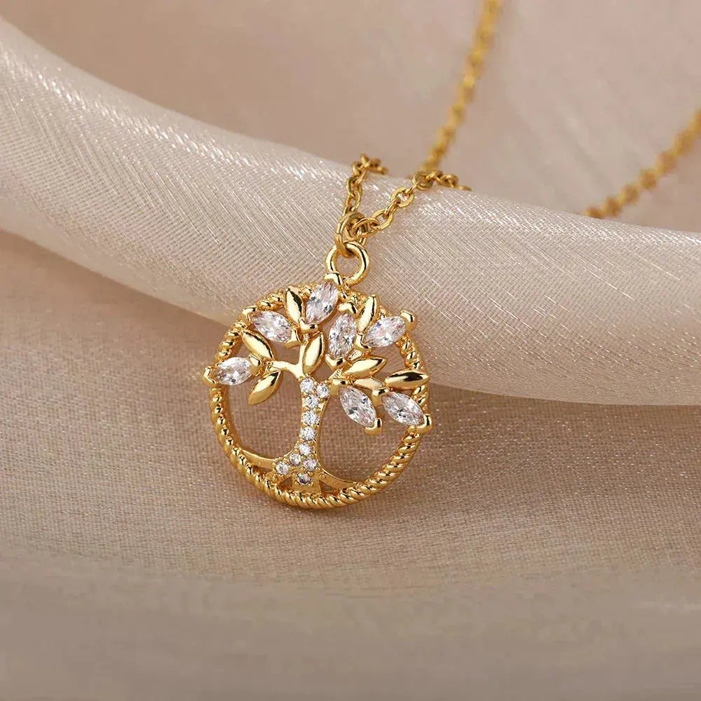 Collar Árbol de Vida Oro con Zirconios