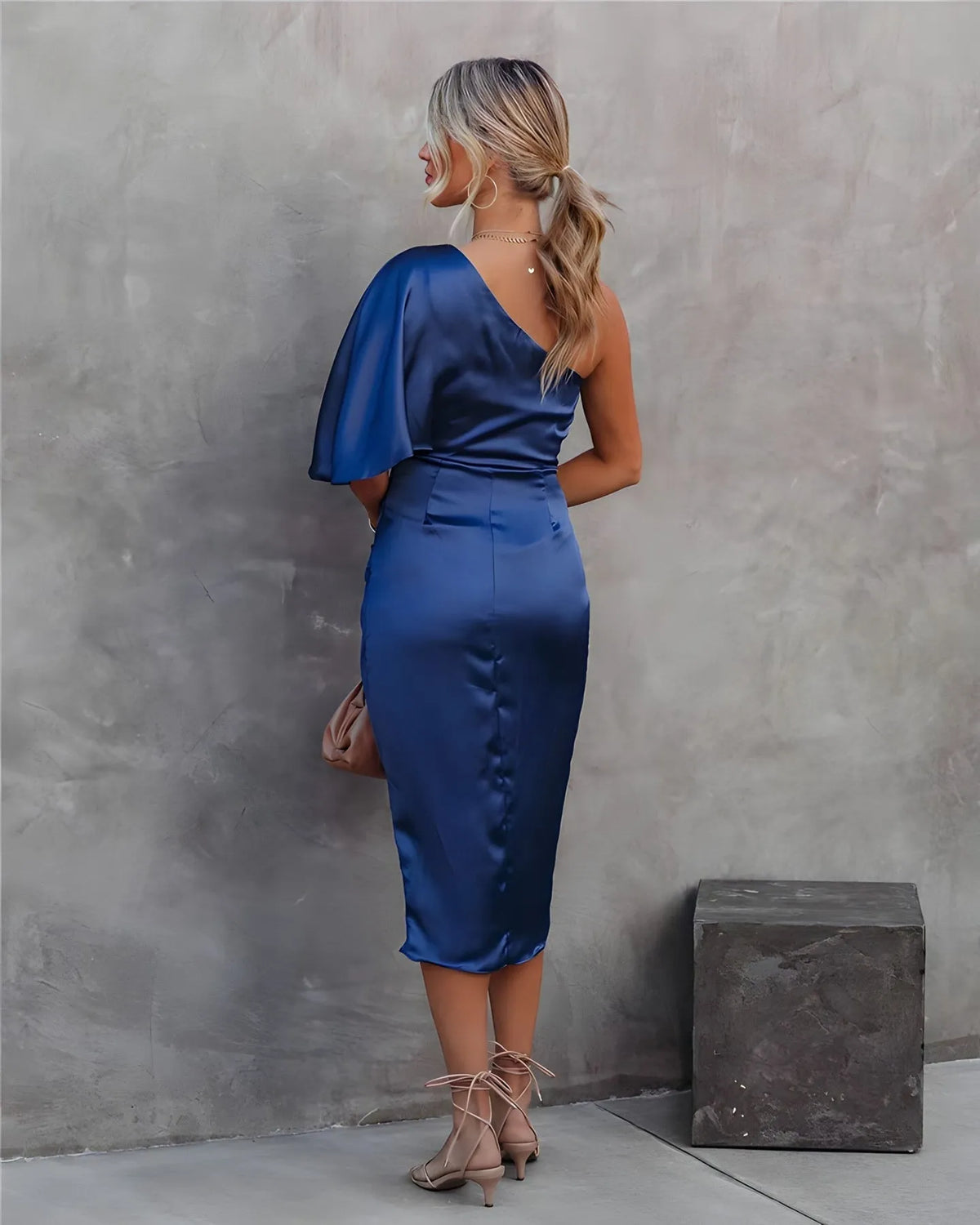 Vestido Midi Invitada de Boda Midi Drapeado Elegante