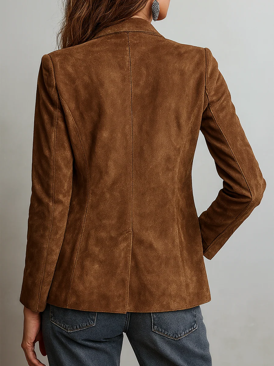 Chaqueta de Ante Vintage Mujer – Costuras Contraste