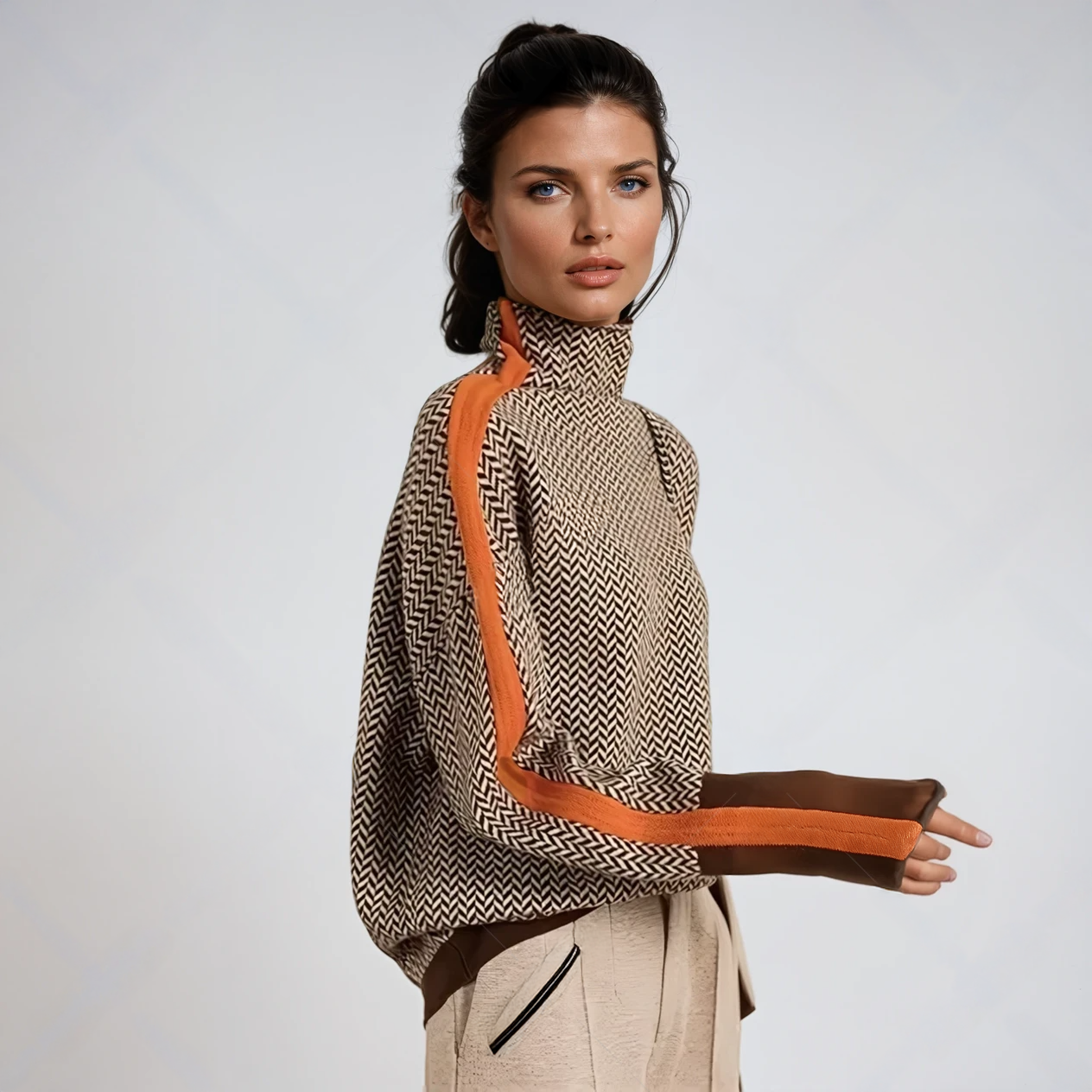 Vanessa | Turtleneck Sweater with Bold Stripes