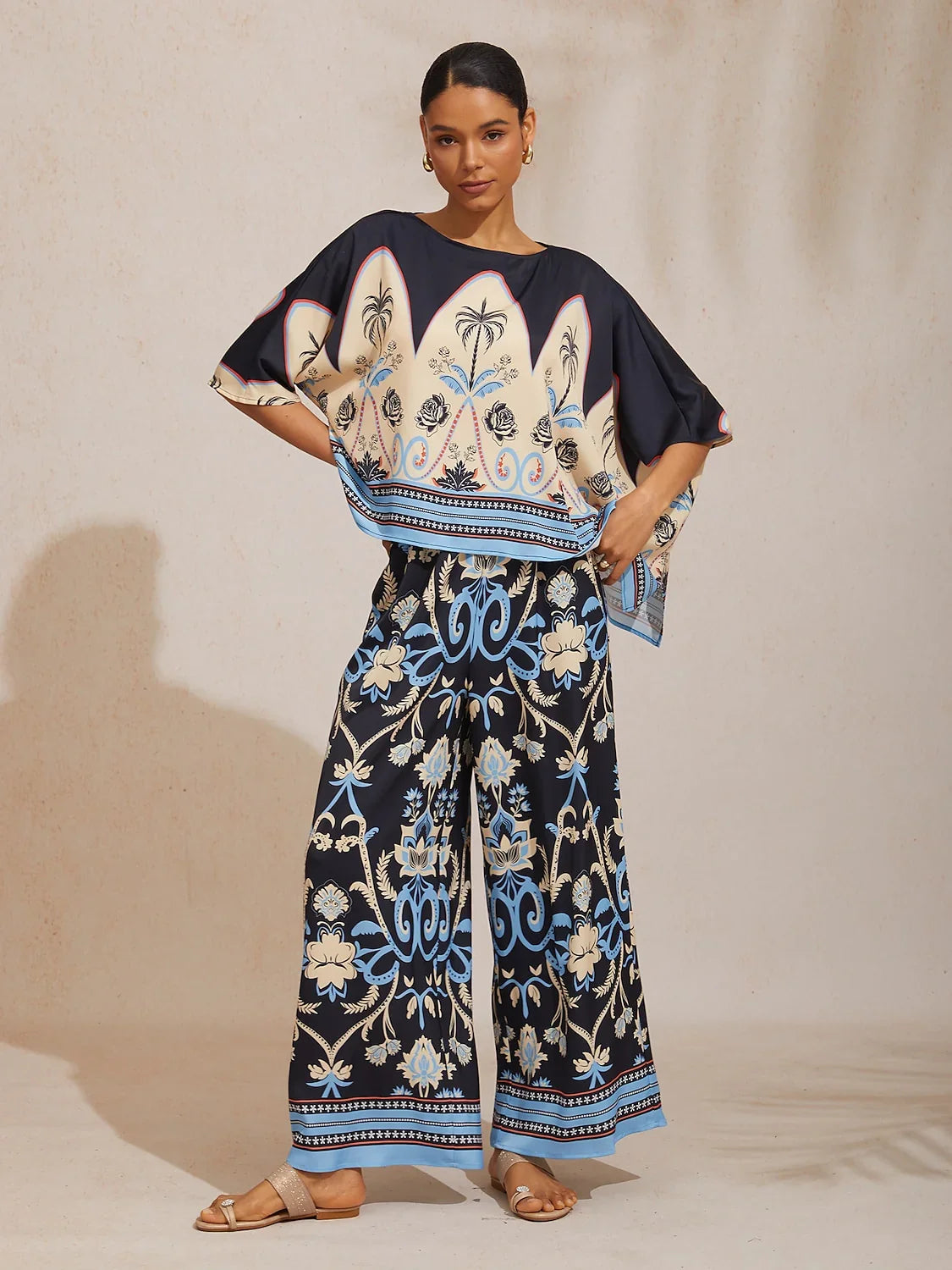 Malva | Pantalón Palazzo de Satén