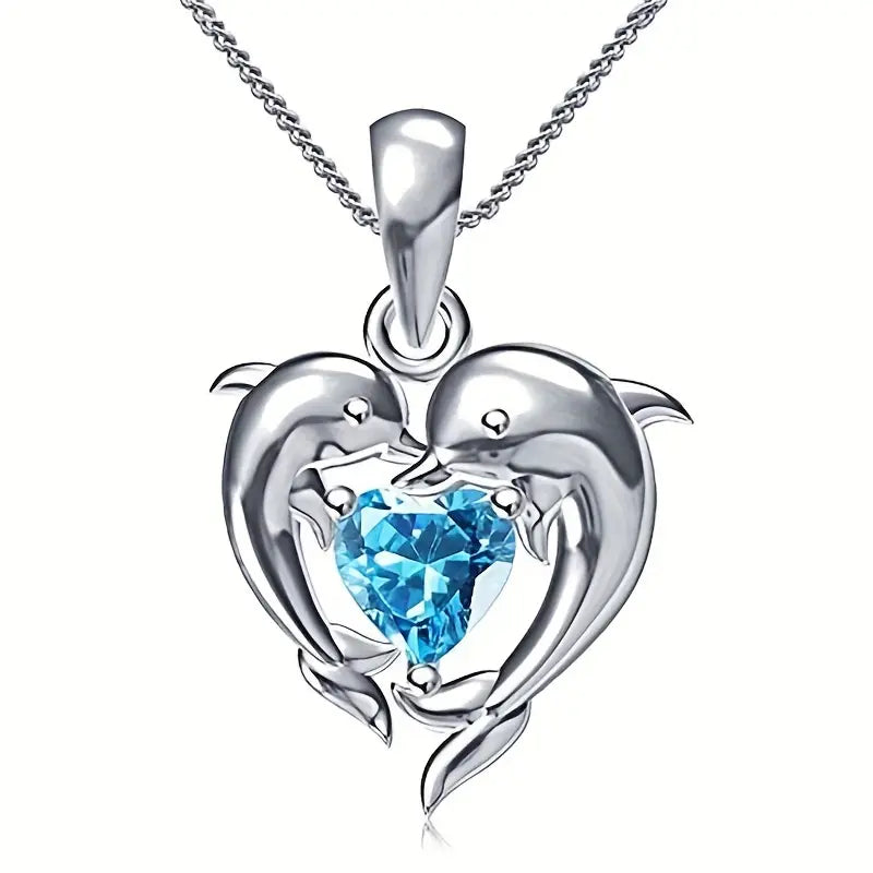 Collar Corazón Océano Estilo Gemelo