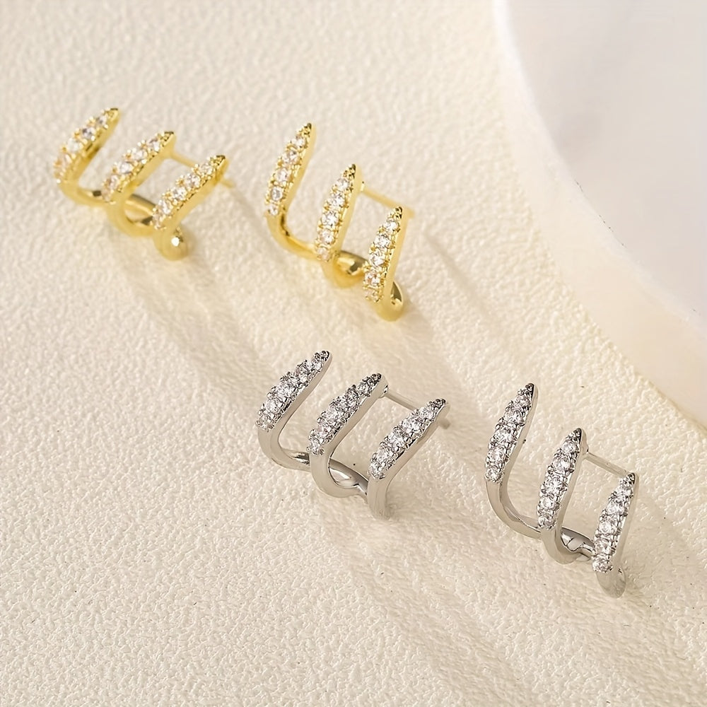 Pendientes Elegantes Strass Tres Garras