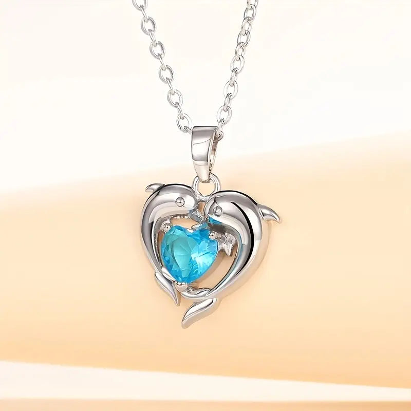 Collar Corazón Océano Estilo Gemelo