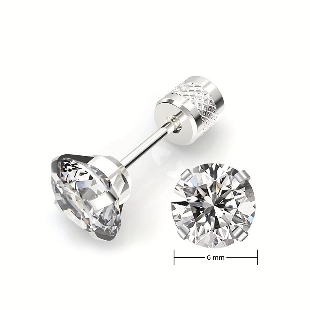 Pendientes Solitario Clásico Oro Blanco