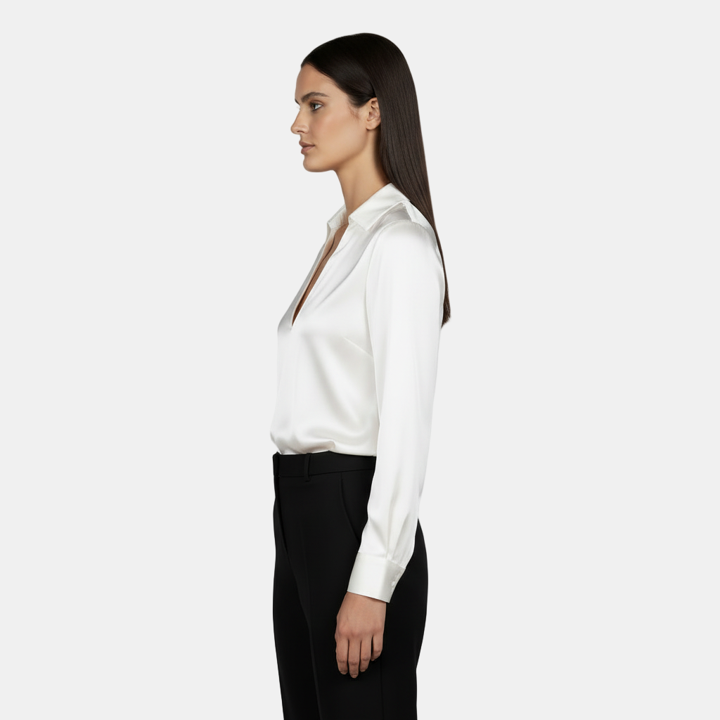 Camicia a maniche lunghe da donna - Scollo a V, elegante