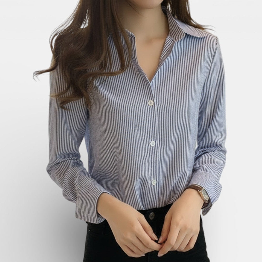 Camicia casual da donna a righe in stile coreano