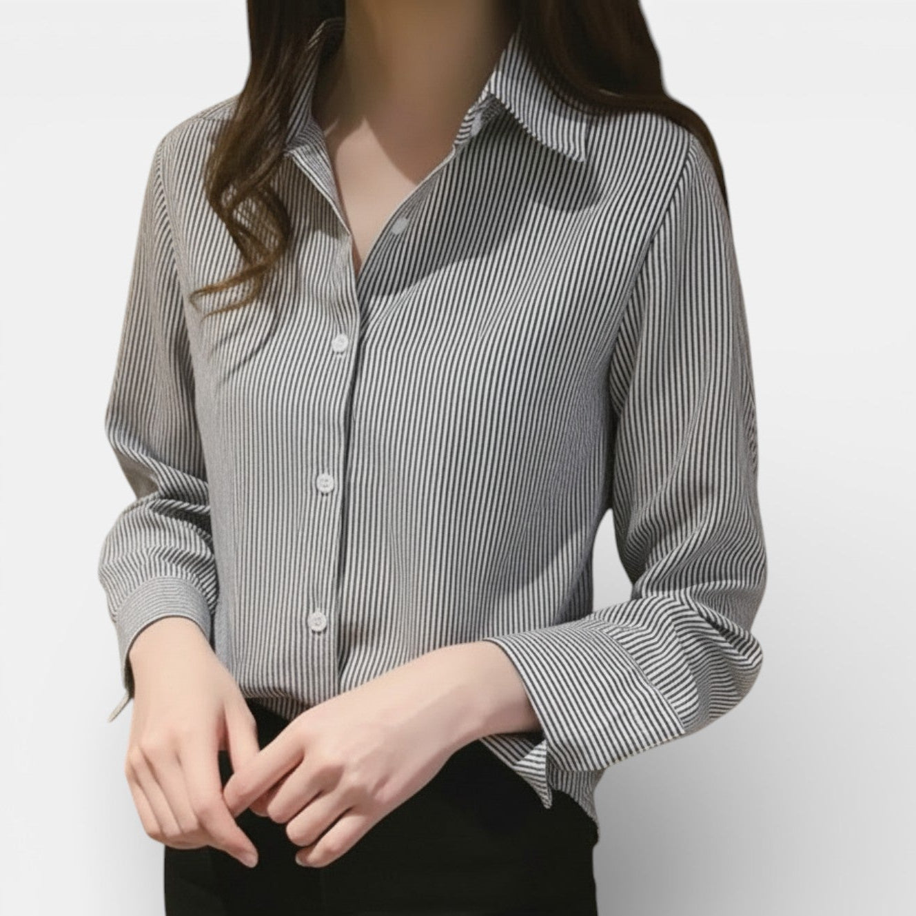 Camicia casual da donna a righe in stile coreano