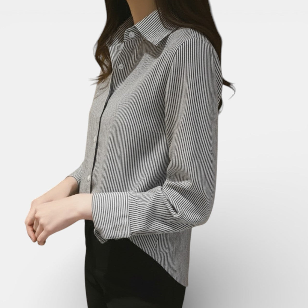 Camicia casual da donna a righe in stile coreano