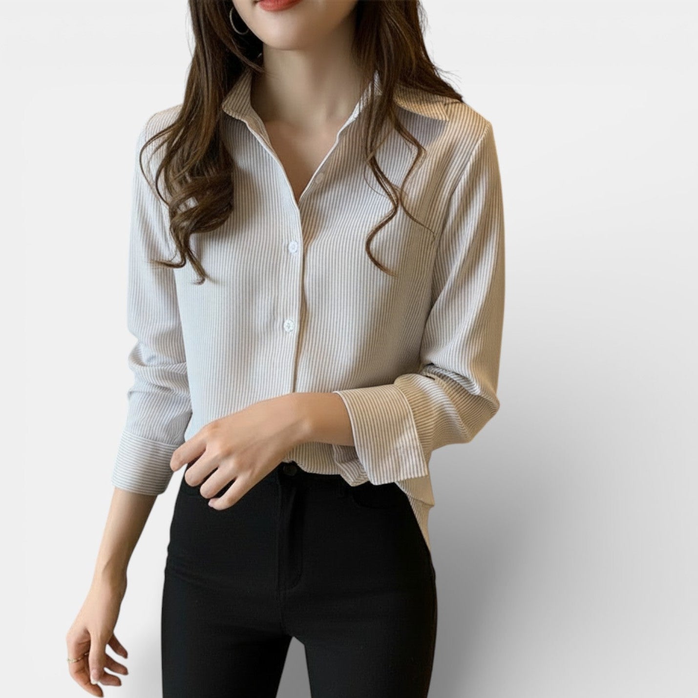 Camicia casual da donna a righe in stile coreano