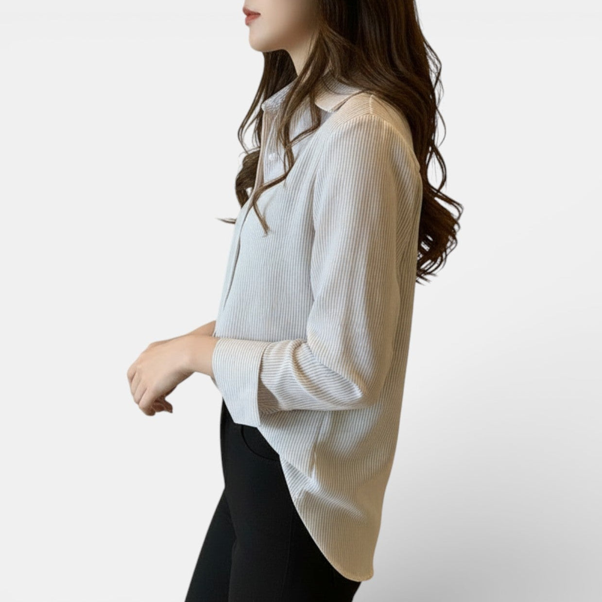 Camicia casual da donna a righe in stile coreano