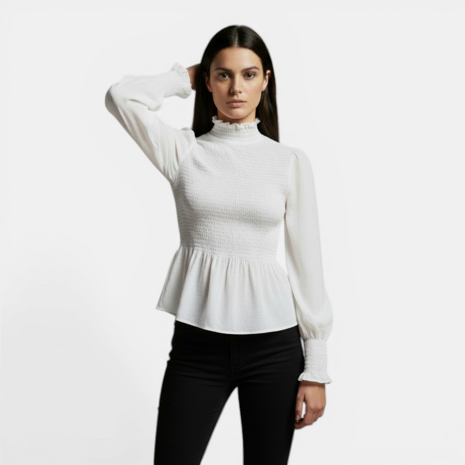 Women's Elegant High Neck Long Sleeve Casual T-Shirt