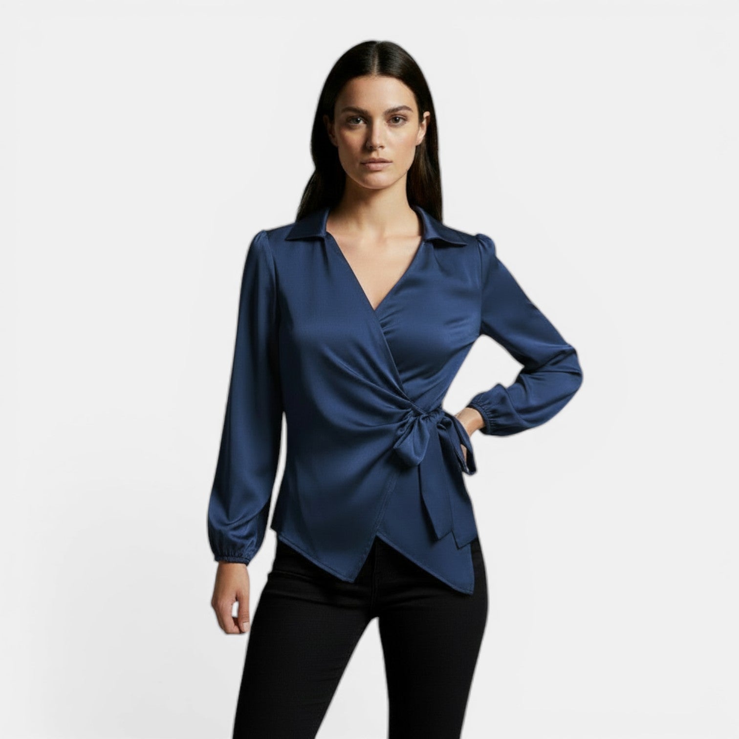 Blusa Raso Donna Manica Lunga Premium