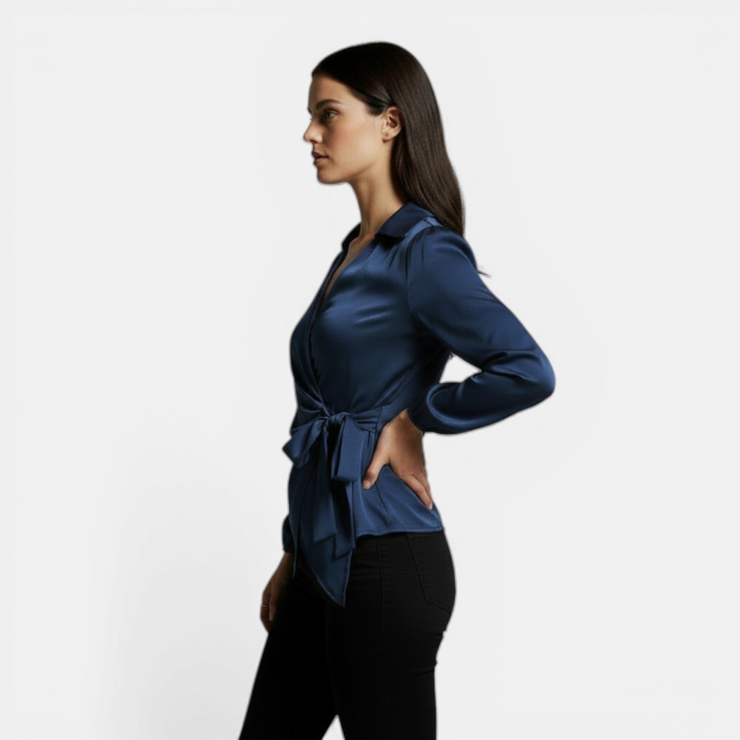 Blusa Raso Donna Manica Lunga Premium