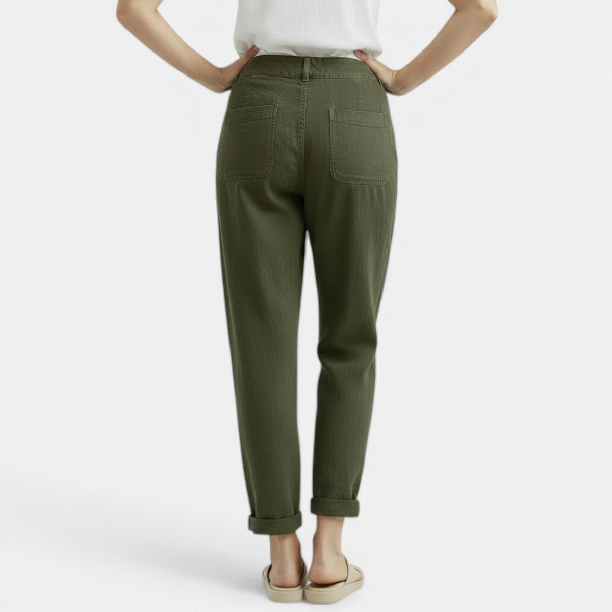 Pantalón Ancho Mujer Algodón Lino Casual